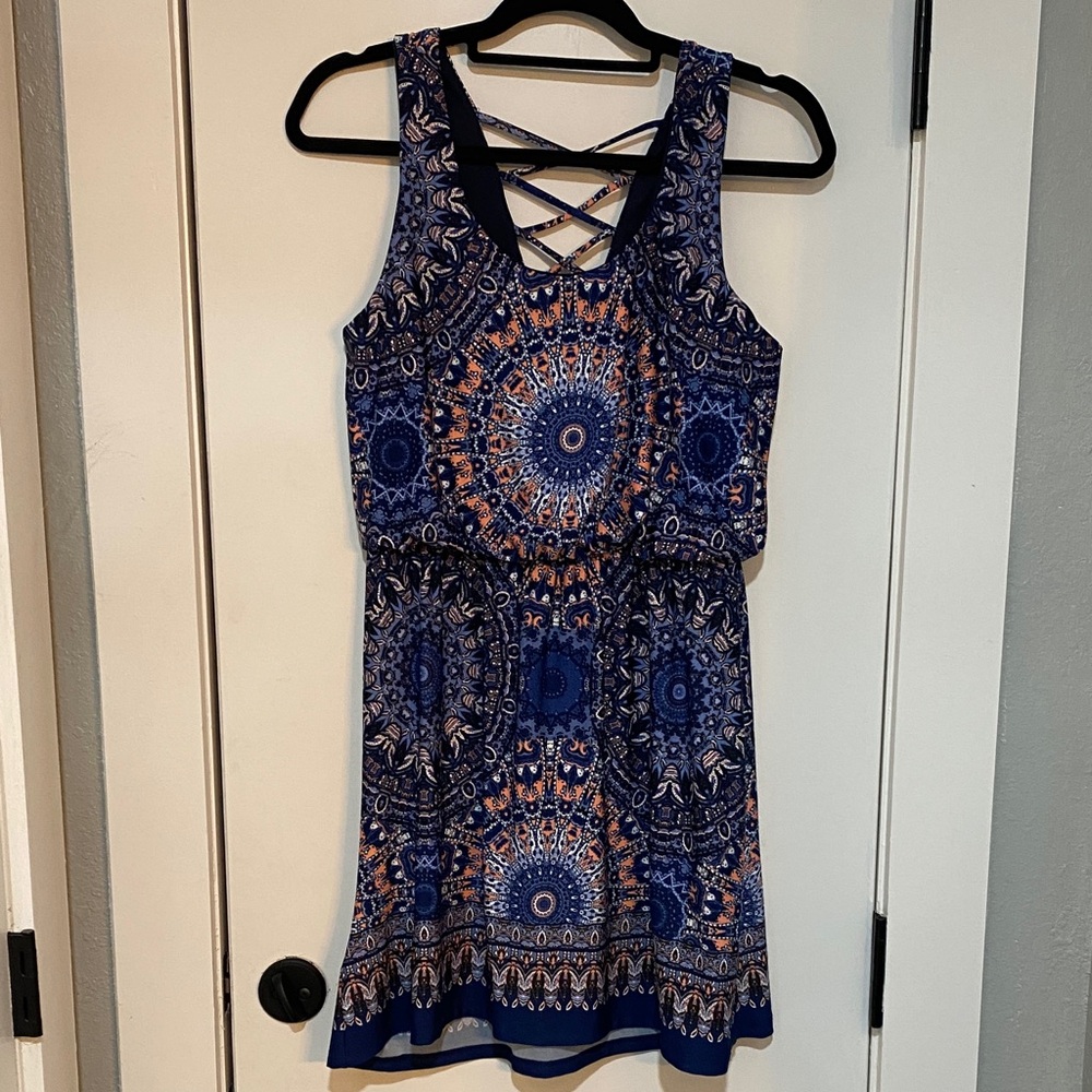 Maurices Navy and Coral Sleeveless Mini Dress